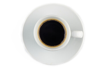 Rich dark coffee in a minimalist white cup creating a captivating visual at morning