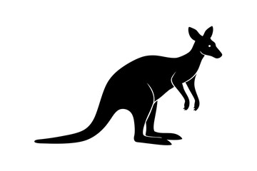 Kangaroo black silhouette vector, Simple silhouette Design vector icon with white background. 