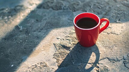 Naklejka premium Sun-drenched afternoon coffee moment with warm ambiance perfect for design