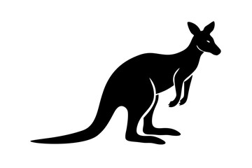 Kangaroo black silhouette vector, Simple silhouette Design vector icon with white background. 