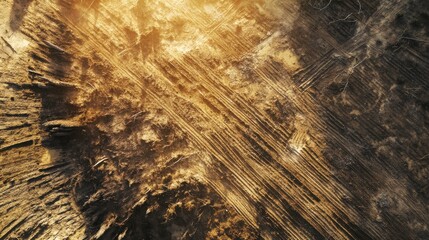 Aerial View of Soil Erosion in Rural Landscape
