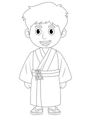 bustling Tokyo, Japan, the child wears a traditional kimono while. T raditional Japan outfit  boy coloring page for kids . Japan boy coloring page for kids .