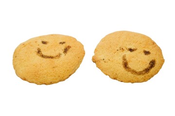 homemade cookies with funny faces isolated on white background