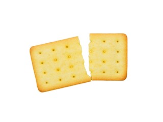 Dry crackers cookies isolated on white background. Broken crackers