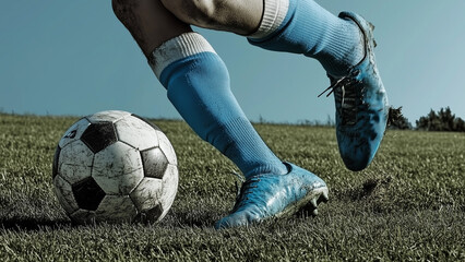 soccer player kicking ball