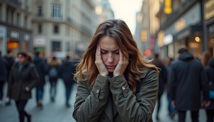 Obraz premium woman had a panic attack in public place 