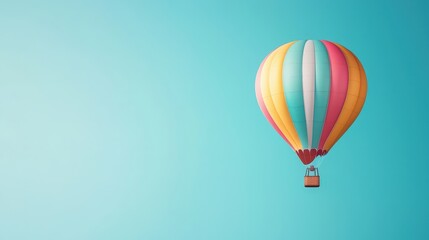 Fototapeta premium Vibrant Hot Air Balloon Against Clear Blue Sky