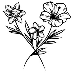 black and white flowers
