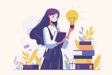 Inspirational concept map of a woman who was inspired at work