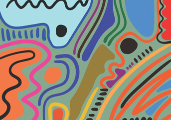 Seamless hand drawn abstract pattern combination of harmonious colors, ethnic background