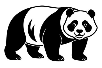 Panda black silhouette vector, Simple silhouette Design vector icon with white background. 