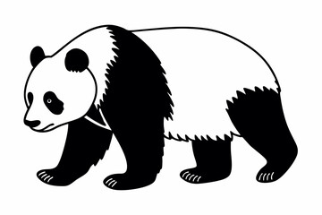 Panda black silhouette vector, Simple silhouette Design vector icon with white background. 
