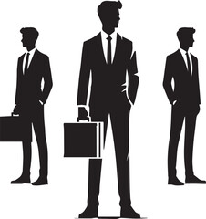 vector silhouette of a group of young businessmen