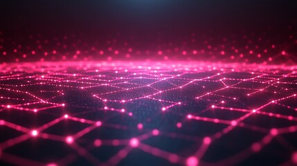 Obraz premium Abstract Pink Network Digital Connections Landscape