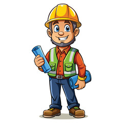 Fototapeta premium Construction Worker Mascot Cartoon
