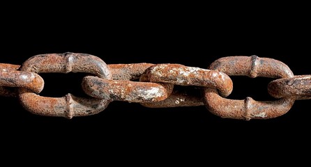 Fototapeta premium A close-up of a rusty metal chain link, showcasing texture and wear.