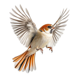 Fototapeta premium a white and orange bird in flight with its wings spread 