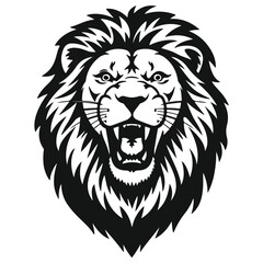 A beautiful lion head silhoutte  illustration vactor art design with white backraund
