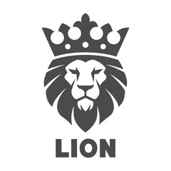 A striking lion head icon silhouette, defined by its flowing mane and fierce gaze, representing power, bravery, and royal dignity.