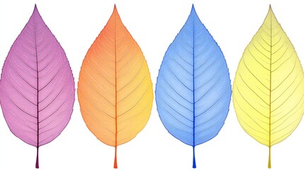 Fototapeta premium Vibrant Autumn Leaves Four Colorful Skeletons