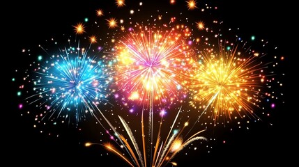Fototapeta premium Vibrant Fireworks Display Illuminating Night Sky