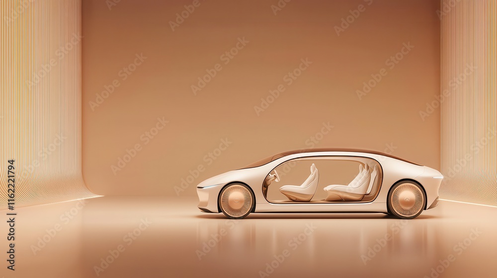 Aufkleber a sleek, modern car displayed in a minimalist environment, showcasing its futuristic design and open