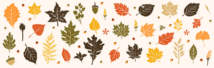 Autumn Leaves Clip Art for Fall Background, maple leaf, dry leaf, autumn trees, isolated leaves, flower vector, autumn leaves icon, or leaf logo in svg vector
