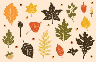 Obraz premium Autumn Leaves Clip Art for Fall Background, maple leaf, dry leaf, autumn trees, isolated leaves, flower vector, autumn leaves icon, or leaf logo in svg vector 