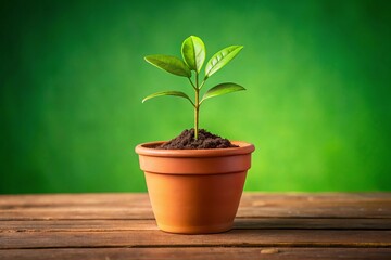 Terracotta Potted Sapling:  Eye-Level Interior Decor Photo