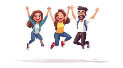 vector cartoon group of people jumping