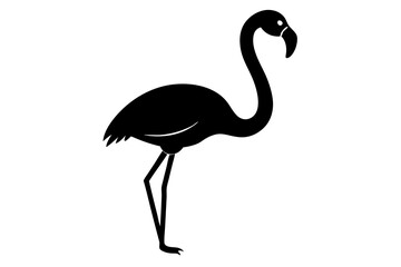 Flamingo black silhouette vector, Simple silhouette Design vector icon with white background. Flamingo Bird silhouette