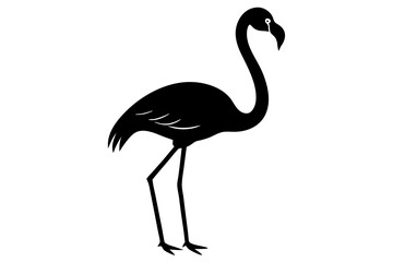Flamingo black silhouette vector, Simple silhouette Design vector icon with white background. Flamingo Bird silhouette
