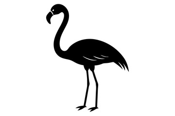Fototapeta premium Flamingo black silhouette vector, Simple silhouette Design vector icon with white background. Flamingo Bird silhouette