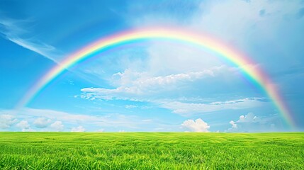 Naklejka premium A Beautiful Rainbow Appearing After the Rain, Creating a Scenic View