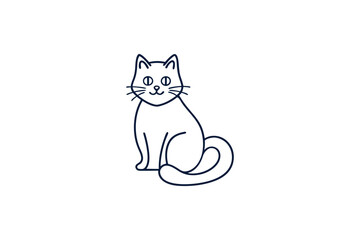 cat line art vector illustration on white background