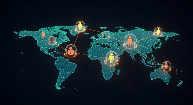 ia generated. world map with binary code