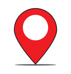 Pin location icon. iconic symbol, on transparency grid. Vector Iconic Design.