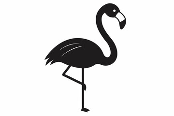 Flamingo black silhouette vector, Simple silhouette Design vector icon with white background. Flamingo Bird silhouette