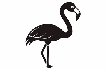 Flamingo black silhouette vector, Simple silhouette Design vector icon with white background. Flamingo Bird silhouette