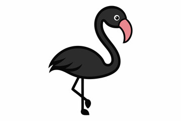 Flamingo black silhouette vector, Simple silhouette Design vector icon with white background. Flamingo Bird silhouette