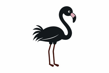 Flamingo black silhouette vector, Simple silhouette Design vector icon with white background. Flamingo Bird silhouette