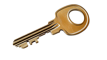 Gleaming Silver Key on Flawless White Background with Striking Clarity