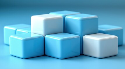 Obraz premium A collection of blue and white blocks arranged in a playful, geometric pattern.