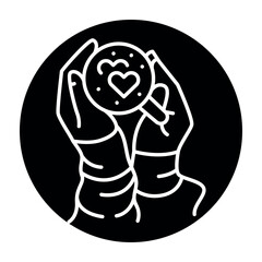 Hands hold a cup of cocoa color line icon. Vector illustration