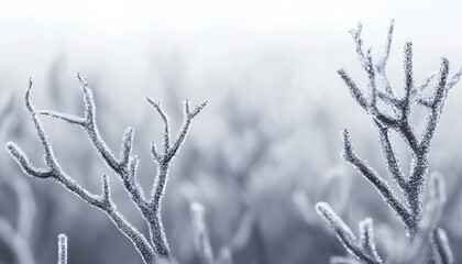 Obraz premium Frosty Tree Branches in Minimal Winter Landscape