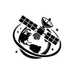 Space satellite technologies black & White abastrac vector Silhouettes background 