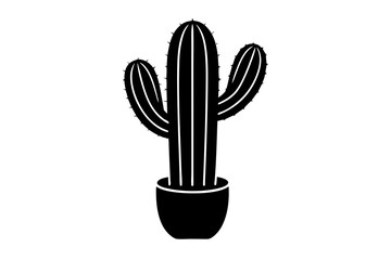 cactus black silhouette vector, Simple silhouette Design vector icon with white background. 