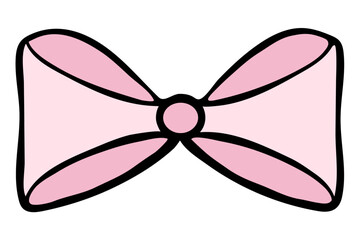 Hand drawn bow and ribbon doodle isolated.