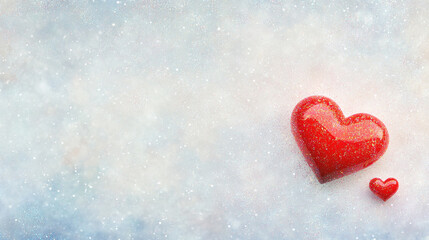 Fototapeta premium The red Heart shapes on abstract light glitter background in love concept for valentines day with sweet and romantic moment.
