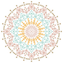 Dot painting beautiful mandala snowflake vector illustration multicolored background